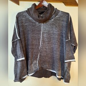 Democracy Womens Cowl Neck 3/4 length sleeves sweatshirt. Boxy. Size M